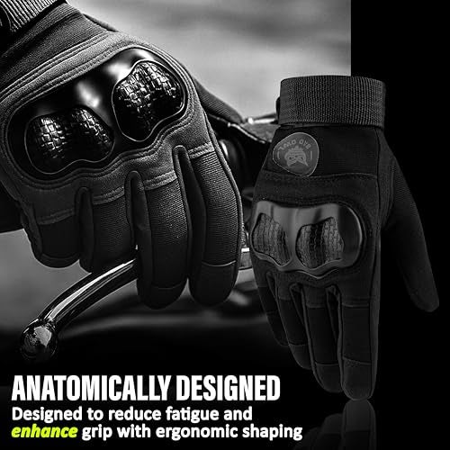 BADOWL GRIPTOR | Motorcycle Riding Gloves for Men and Women with Knuckle Protection | Touchscreen Compatible | Breathable | Anti-Slip | Full Finger Bike Gloves for All Seasons (Black, L) - Image 2