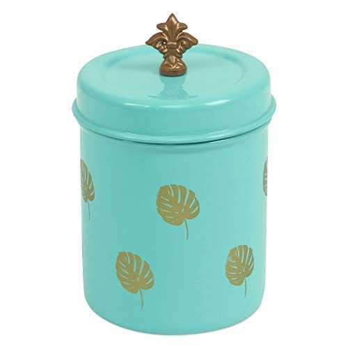 Elan Stainless Steel Food Storage Canister,800ml,Cookies Box,Kitchen Staples Storage Jar-Leaf Print -Aqua Color - Image 3