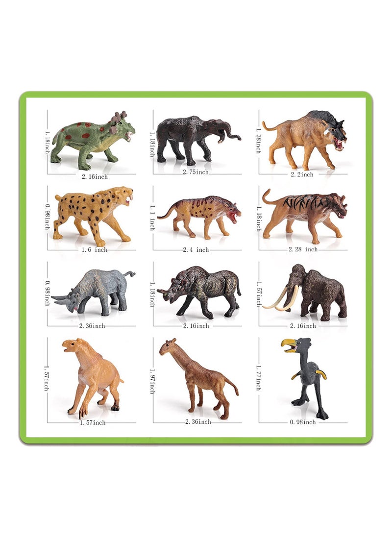SYOSI - Wild Animals Figurines, Realistic Prehistoric Toy, Primitive Animal Model Toy, playset with Smilodon Woolly Mammoth Morpus Early Educational Cognitive Toys, Kids Birthday Gift (12PCS) - Image 1