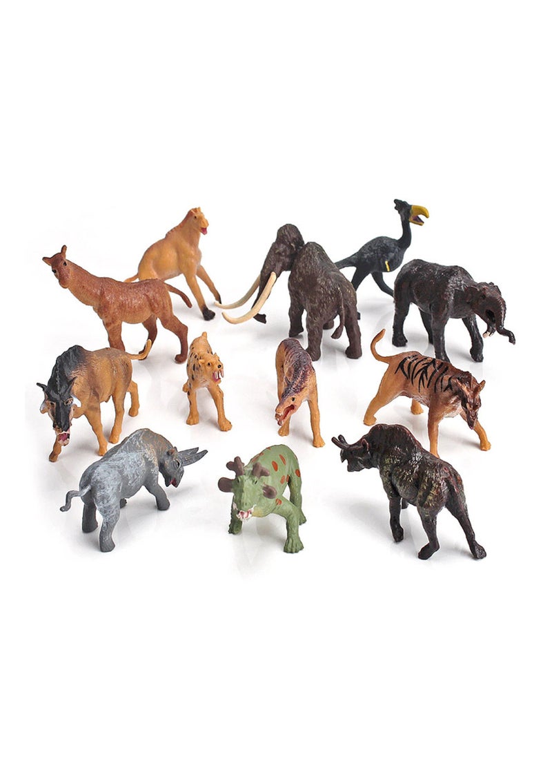 SYOSI - Wild Animals Figurines, Realistic Prehistoric Toy, Primitive Animal Model Toy, playset with Smilodon Woolly Mammoth Morpus Early Educational Cognitive Toys, Kids Birthday Gift (12PCS) - Image 1