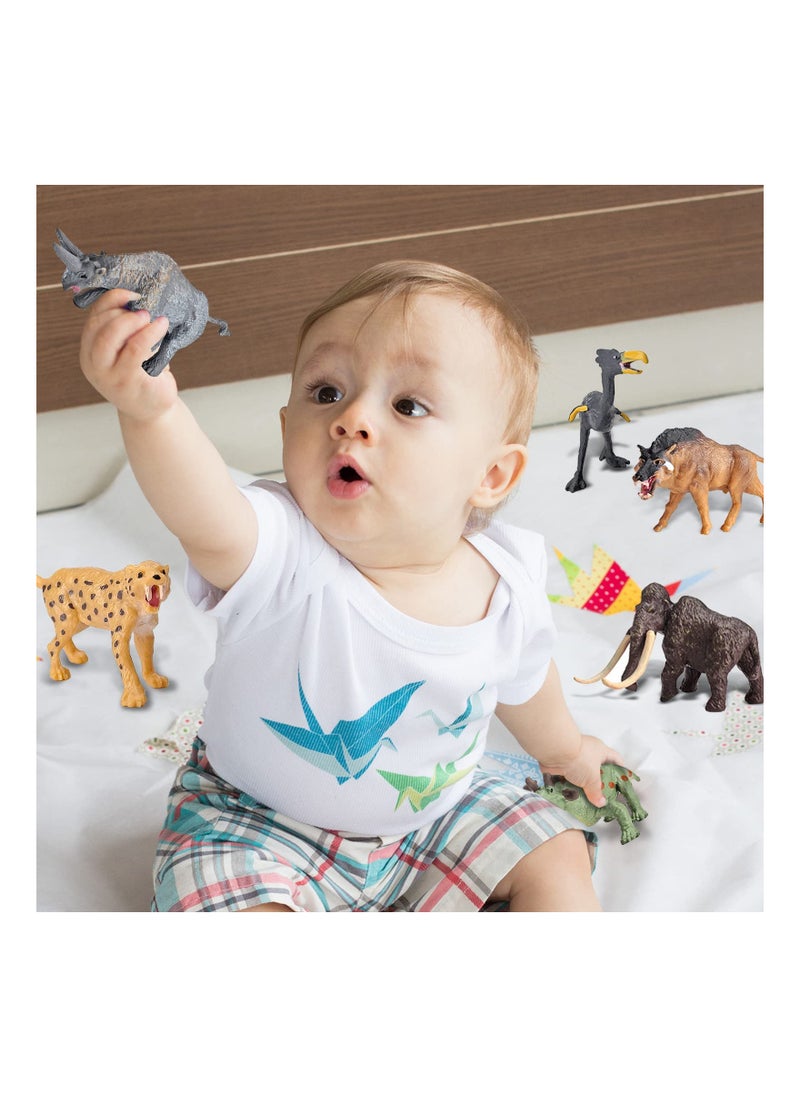 SYOSI - Wild Animals Figurines, Realistic Prehistoric Toy, Primitive Animal Model Toy, playset with Smilodon Woolly Mammoth Morpus Early Educational Cognitive Toys, Kids Birthday Gift (12PCS) - Image 1