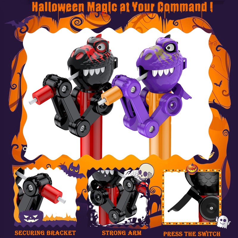 Hdlnkak 2 Pcs Lollipop Case  Halloween Lollipops Holder  Creative Dinosaur Shape Design  Fun Gift For Kids Over 3 Years(No Lollipop) - Image 2