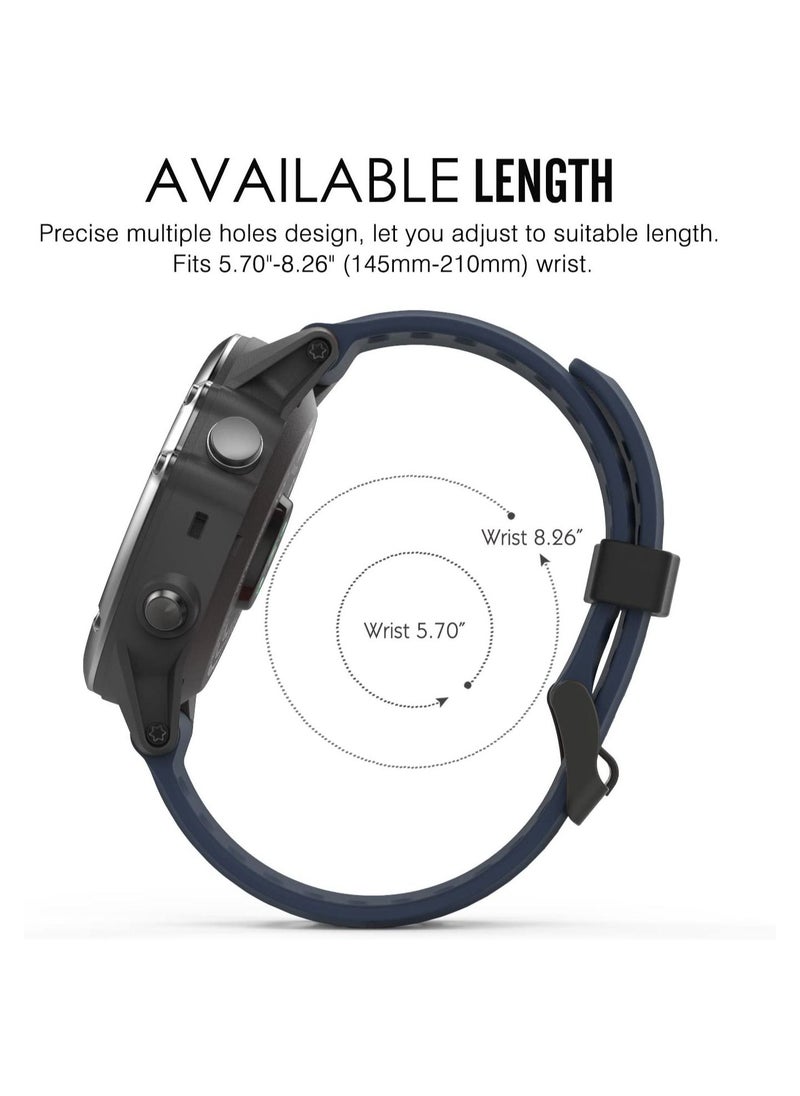 Y&D - Watch Band for Garmin Fenix 3 5X Soft Silicone Replacement HR Plus D2 Delta PX Descent Mk1Midnight Blue - Image 1