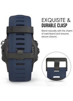 Y&D Watch Band for Garmin Fenix 3 5X Soft Silicone Replacement HR Plus D2 Delta PX Descent Mk1Midnight Blue  - Image 3