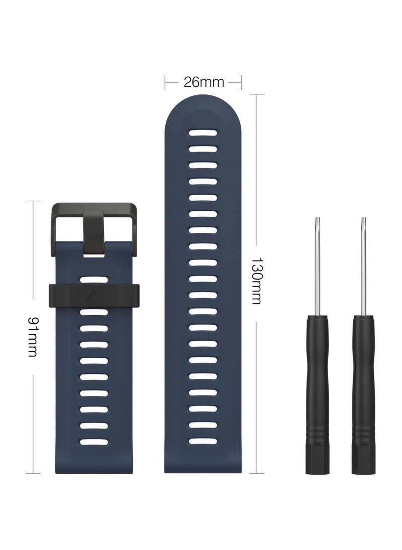 Y&D - Watch Band for Garmin Fenix 3 5X Soft Silicone Replacement HR Plus D2 Delta PX Descent Mk1Midnight Blue - Image 1