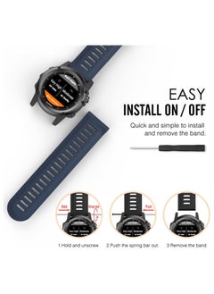 Y&D Watch Band for Garmin Fenix 3 5X Soft Silicone Replacement HR Plus D2 Delta PX Descent Mk1Midnight Blue  - Image 5