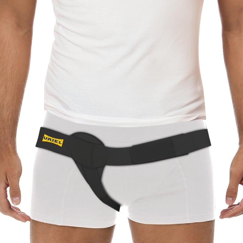 URIEL Right Side Hernia Belts for Men - Inguinal Hernia Belt for Men, Pre and Post Surgery Truss, Size Medium, Black (35.3-39.5 Inches) - Image 1