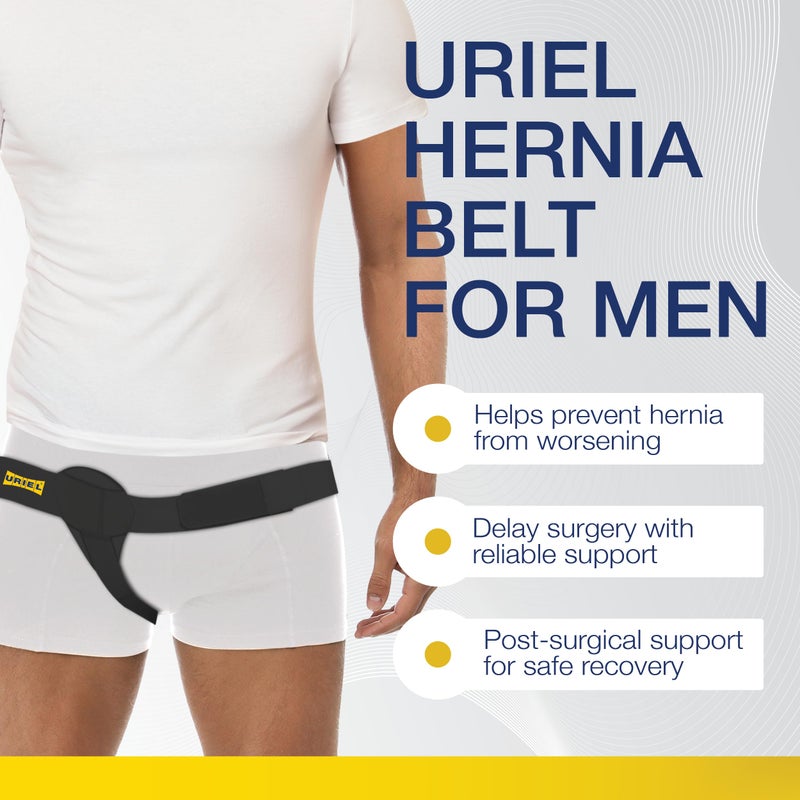 URIEL Right Side Hernia Belts for Men - Inguinal Hernia Belt for Men, Pre and Post Surgery Truss, Size Medium, Black (35.3-39.5 Inches) - Image 5