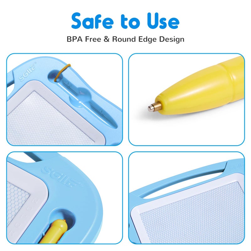 SGILE Magnetic Drawing Board for Kids, Colorful Erasable Doodle Board, Painting Sketch Pad with Three Stamps, Travel Toy, Birthday Gift, Educational Learning Toy for Toddlers, Light Blue - Image 4
