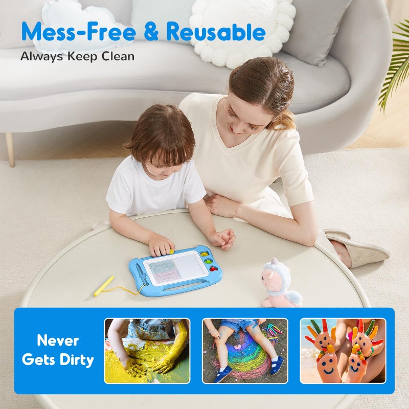 SGILE Magnetic Drawing Board for Kids, Colorful Erasable Doodle Board, Painting Sketch Pad with Three Stamps, Travel Toy, Birthday Gift, Educational Learning Toy for Toddlers, Light Blue - Image 5