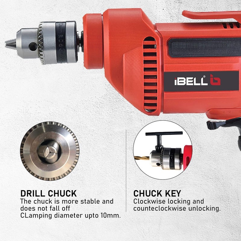 IBELL Electric Drill Machine ED1030 Chuck 10mm 500W Copper Armature 2800RPM ForwardReverse for Wood Metal Work with Variable Speed Control - Image 3