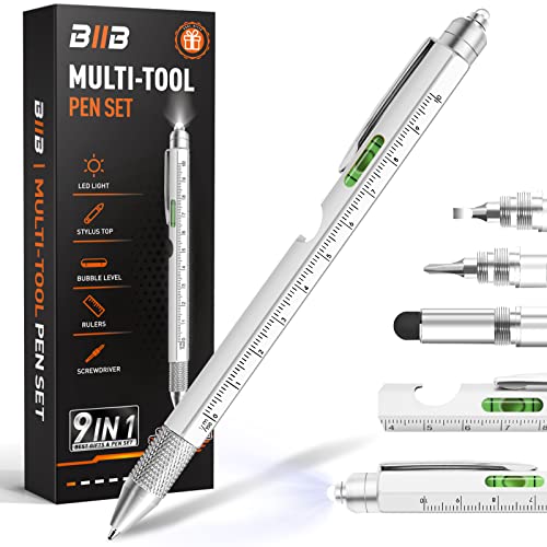 BIIB Gifts for Men 9 in 1 Multitool Pen, Stocking Stuffers for Men Teens Him, Mens Christmas Gifts for Him Dad Husband Grandpa, White Elephant Gifts for Adults, Dad Gifts Gadgets - Image 1