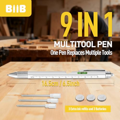 BIIB Gifts for Men 9 in 1 Multitool Pen, Stocking Stuffers for Men Teens Him, Mens Christmas Gifts for Him Dad Husband Grandpa, White Elephant Gifts for Adults, Dad Gifts Gadgets - Image 2