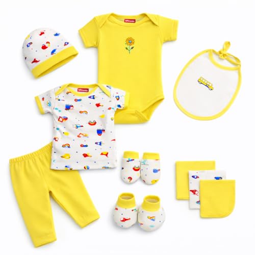 VParents Honey Punch New Born Baby Gift Set (Yellow, Pack of 10) - Image 1
