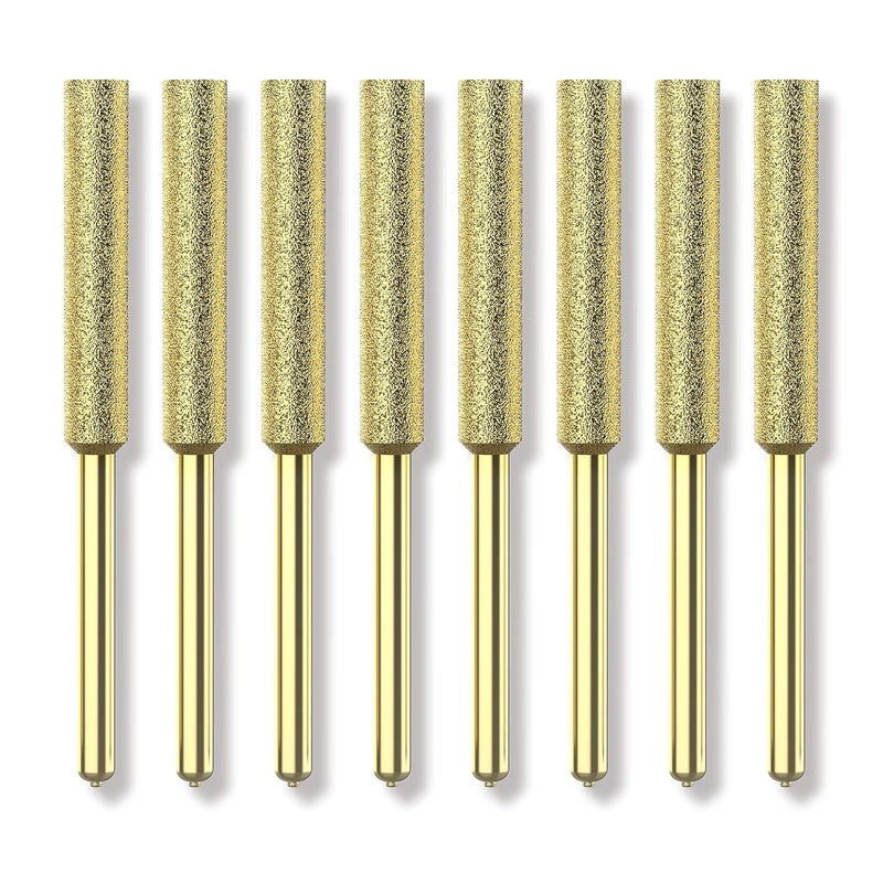 EzzDoo Bits Titanium Coated Diamond Sharpening Wheels - High Hardness 3/16 chainsaw files for Electric Chainsaw Sharpener. 8 pcs. (3/16'', 4.8mm) - Image 1