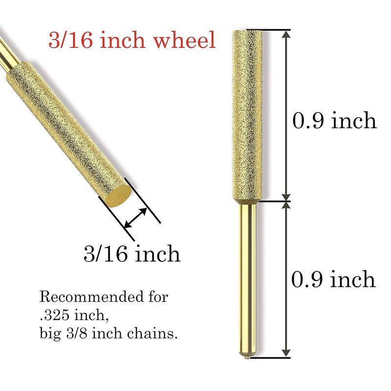 EzzDoo Bits Titanium Coated Diamond Sharpening Wheels - High Hardness 3/16 chainsaw files for Electric Chainsaw Sharpener. 8 pcs. (3/16'', 4.8mm) - Image 2