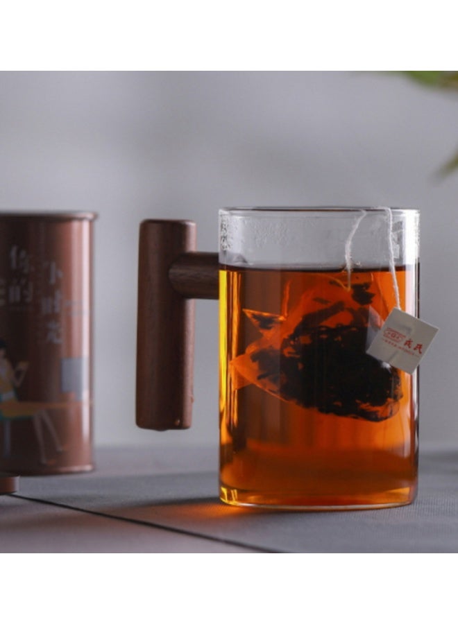 Glass Tea Infuser Mug with Wooden  Handle -  for Water & Milk - Image 1
