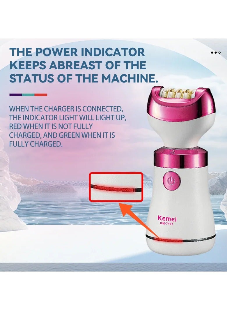 Kemei KM-7107 Waterproof 8-in-1 Hair Removal Device White/Pink - Image 5