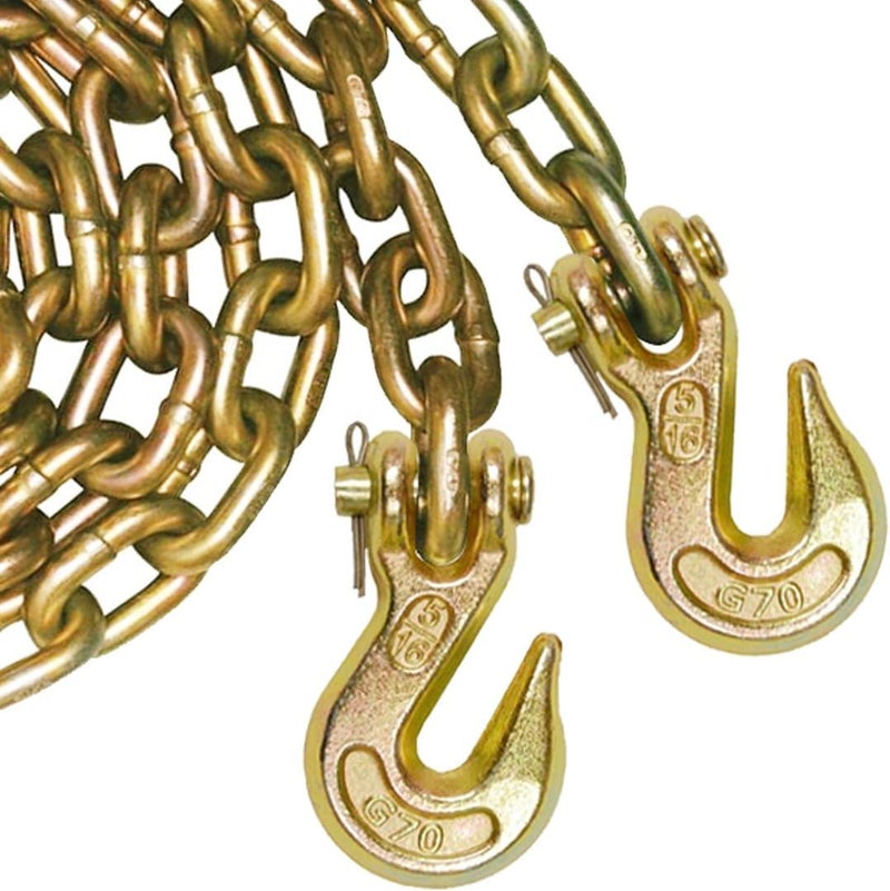VULCAN Binder Chain with Clevis Grab Hooks - Grade 70-5/16 Inch x 16 Foot - 4,700 Pound Safe Working Load - Image 3