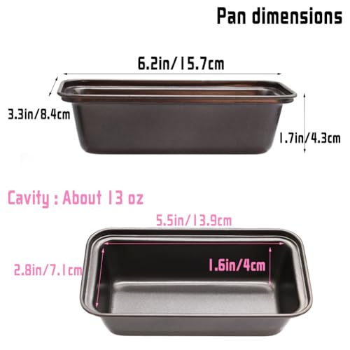 Zddaoole 6 PCS Mini Nonstick Carbon Steel Baking Bread Pan,Mini Loaf Pans,Small Banana Bread Tins,6.2" x 3.2" - Image 2