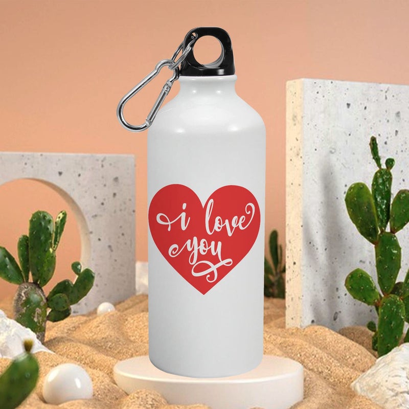 Happu Happu Printed Aluminium Sipper Water Bottle Valentine Day Theme Gifts for HimHer Gifts for HusbandWife Gift for Men Gift for Women Gifts for FriendsColleagues Cute Bottle 2385AB600  - Image 2