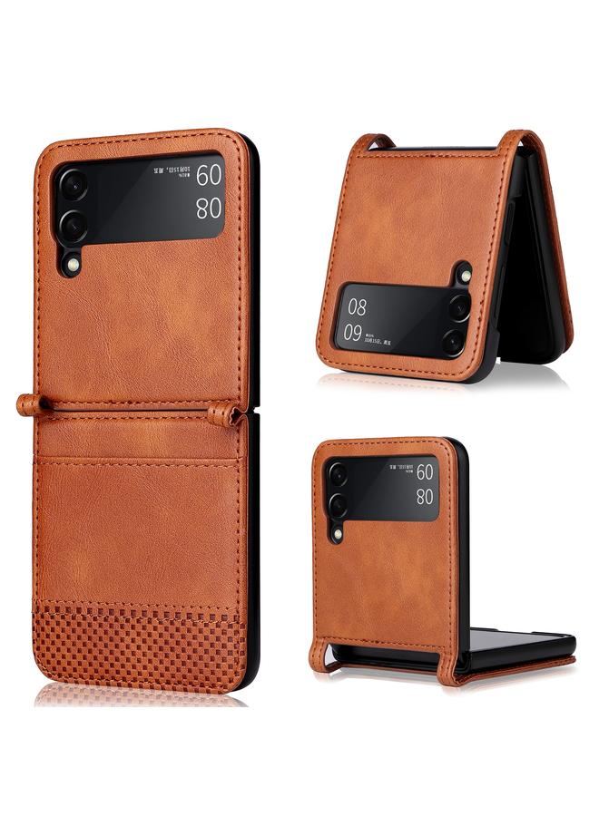 The Bros Case For Samsung Galaxy Z Filp4 5G Vintage Texture Folding Leather Phone Case