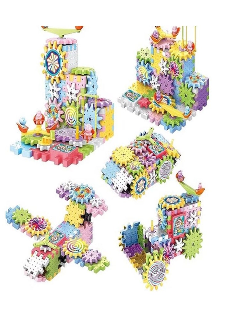 Electric Building Blocks Toy for Boys and Girls Ages 3, 4, 5, 6 and Up, DIY Plastic Block Toys, Fun Educational Blocks, Interlocking Learning Blocks, 83 Pieces 