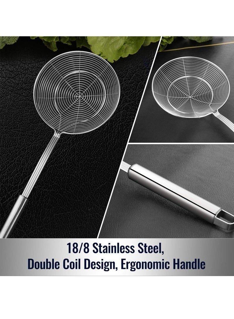 YUJA Solid Stainless Steel Spider Strainer Skimmer Ladle - 5.5 Inch Kitchen Wire Strainer for Pasta - Image 3