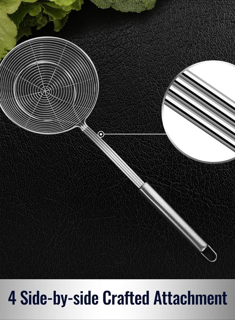 YUJA Solid Stainless Steel Spider Strainer Skimmer Ladle - 5.5 Inch Kitchen Wire Strainer for Pasta - Image 4