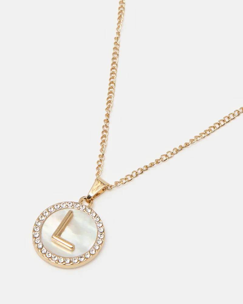 REDTAG Women Gold Letter L Necklace Set