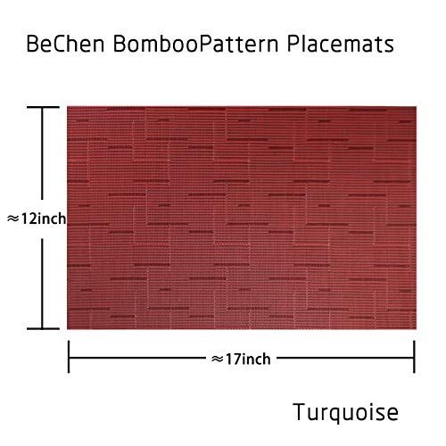 Panda Palm Vinyl Placemats,Washable Table Mats Easy to Clean Woven Placemats for Dining Table Set of 4 (Burgundy Red) - Image 2
