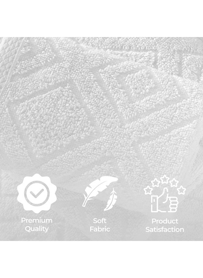 NINE WEST طقم مناشف جاكار الماسي - مناشف حمام فاخرة ناعمة، 2 منشفة استحمام، 2 منشفة يد، 2 قطعة قماش، 100% قطن تركي (أبيض) - Image 3