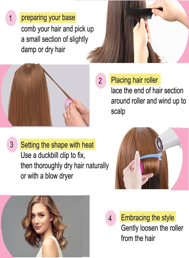 VIVIAN Super Hair Rollers, 12 Pcs Set with 6Pcs Large & 6Pcs Medium Self Grip Salon Hairdressing Curlers, Hair Curlers Sets with 12Pcs section clip for Long Hair - Image 5