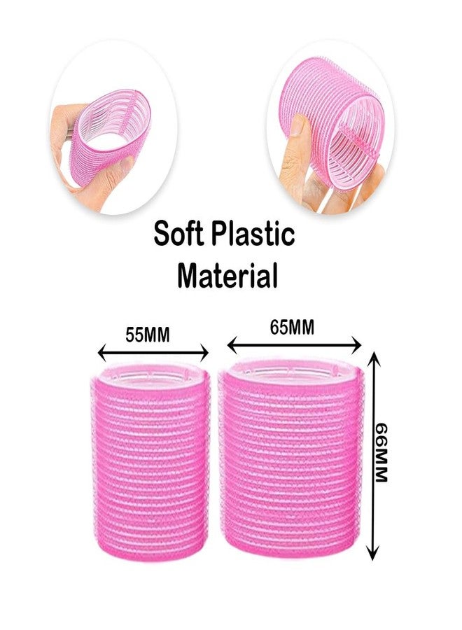 VIVIAN Super Hair Rollers, 12 Pcs Set with 6Pcs Large & 6Pcs Medium Self Grip Salon Hairdressing Curlers, Hair Curlers Sets with 12Pcs section clip for Long Hair - Image 3