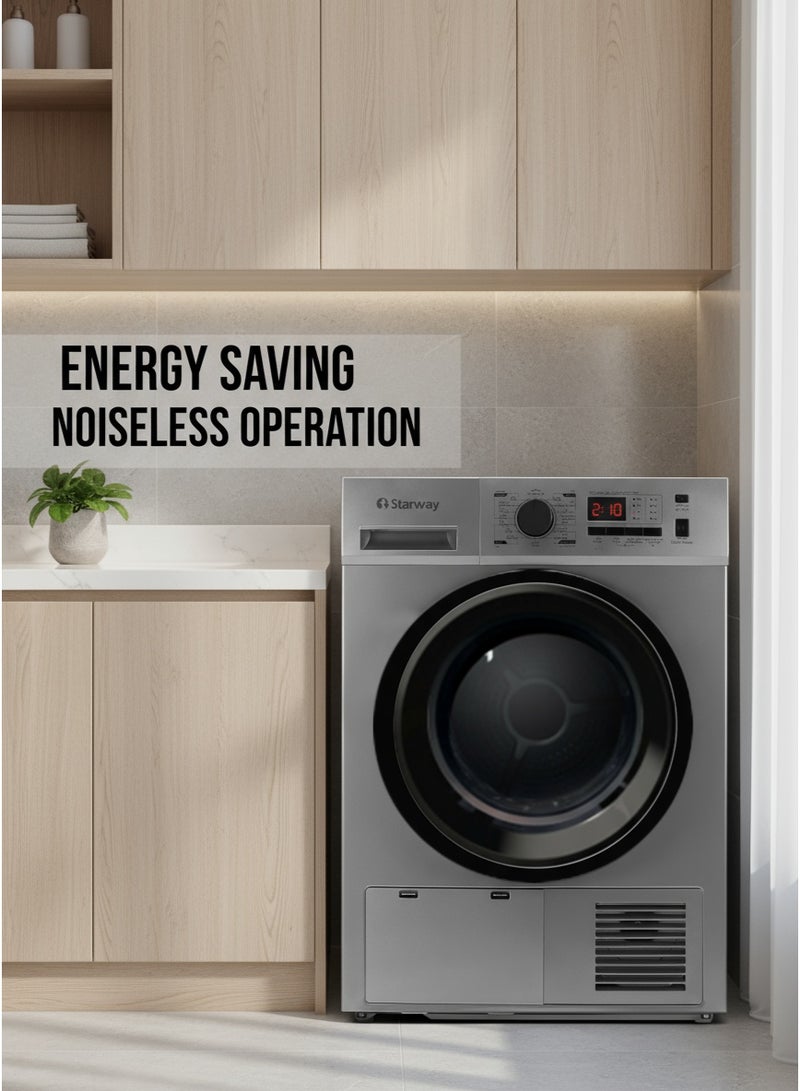 ستارواي مجفف ملابس كهربائي تحميل أمامي من ستارواي، سعة 8 كجم، شاشة رقمية، لون رمادي فاخر - Image 3