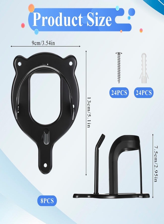 Exclaith 8 Counts Horse Bridle Rack, Metal Bridle-Hooks Bracket Bridle Bracket Bridle-Hooks Metal Bridle-Holder with Tubes and Screw Bridles-Holder Wall Mount for Horse Barn Supplies, Black - Image 2