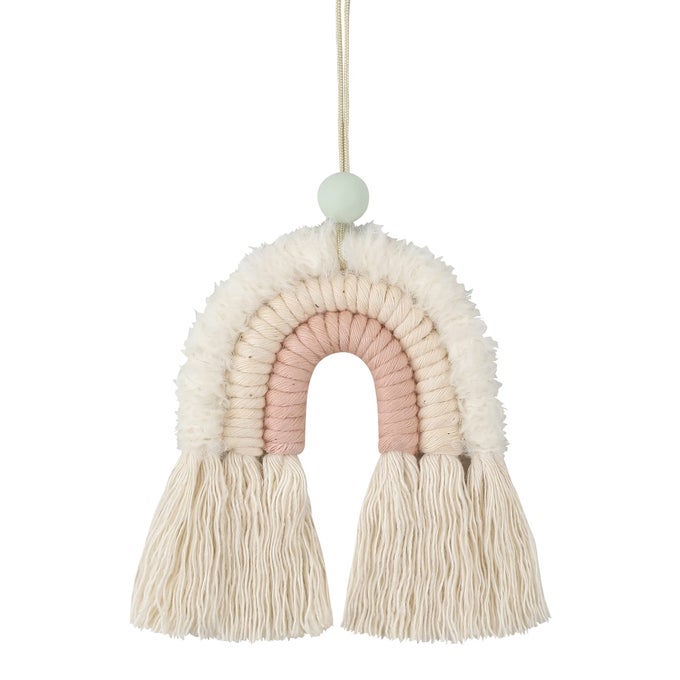 MACRAME RAINBOW CHARM ESSENTIAL OIL DIFFUSER FOR CARS BABY NURSERY CHILDRENS BEDROOM HOME DECOR COLORFUL DECORATIVE HANGING AIR FRESHENER ACCESSORIES 3X35 SOFT PINK