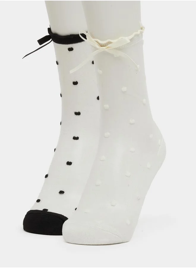 Styli Styli Set of 2 - Polka Dot Mesh Socks