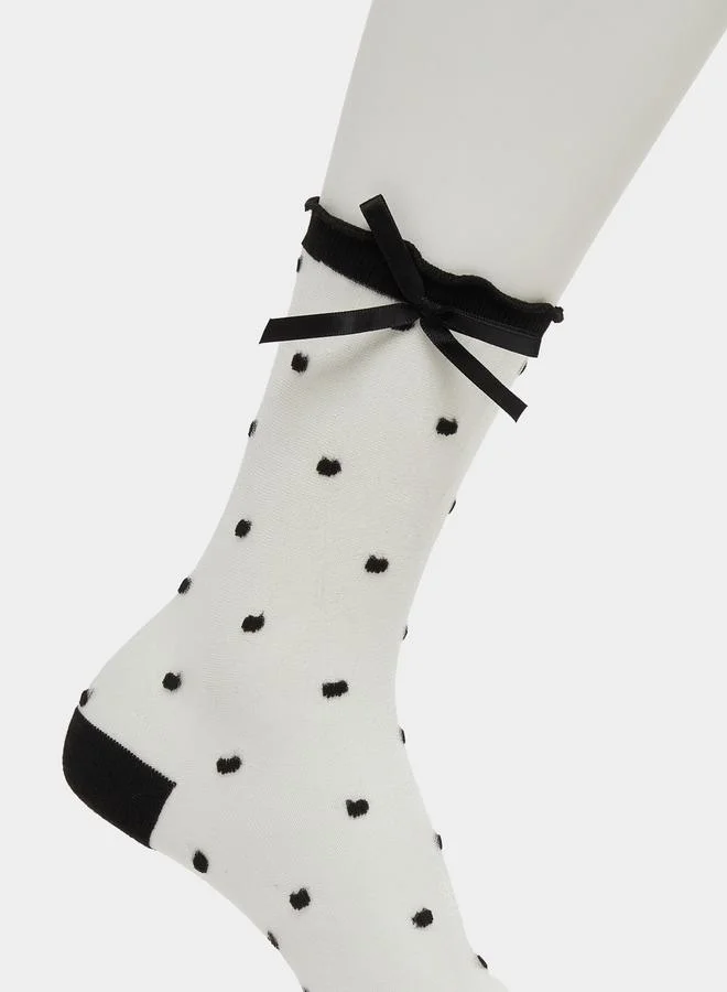 Styli Styli Set of 2 - Polka Dot Mesh Socks