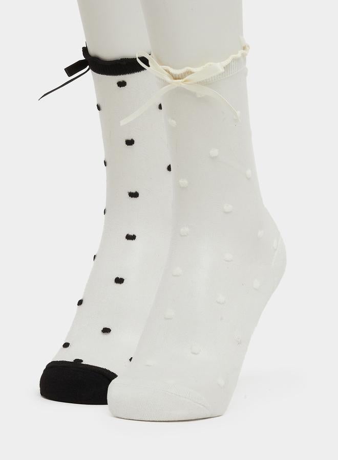 Styli Styli Set of 2 - Polka Dot Mesh Socks  - Image 1