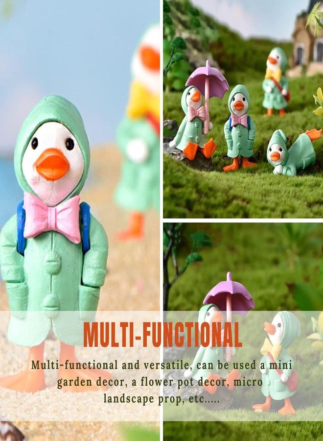VAYINATO® Green Super Cute Mini Resin Ducklings, Cartoon Creative Raincoat Ducklings | Moss Micro Landscape Decor | Charming Duck Statues for Aquarium, Indoor & Outdoor Decor (Pack of 2 (Any Duck)) - Image 3
