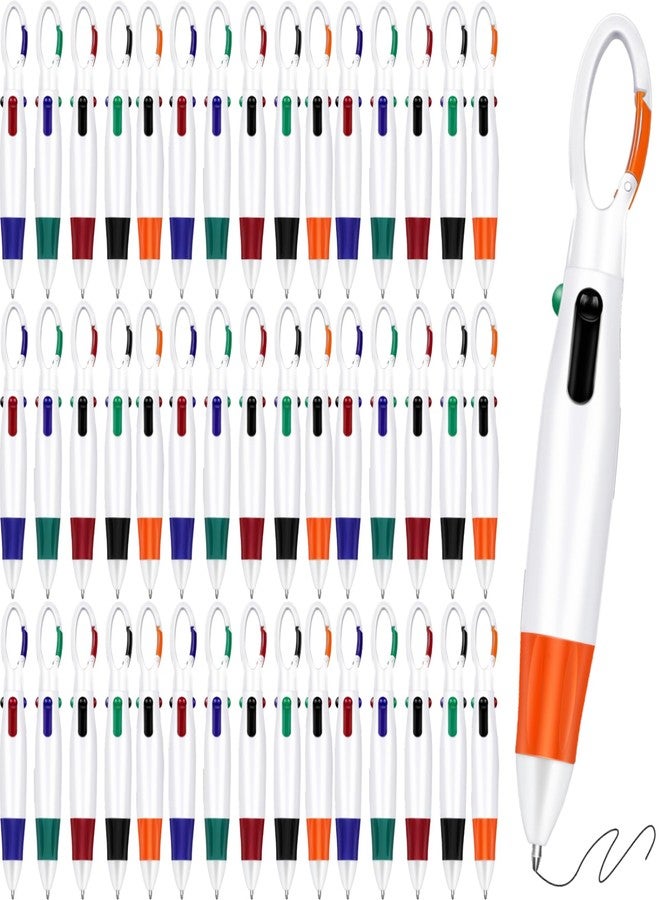 Dcocdeely 100 Pcs Retractable Shuttle Pens with Buckle Clip, 4 in 1 Multicolored Ink Ballpoint Pens Color Pens in One with Keychain Nurse Pens for Office School Supplies (100) - Image 1