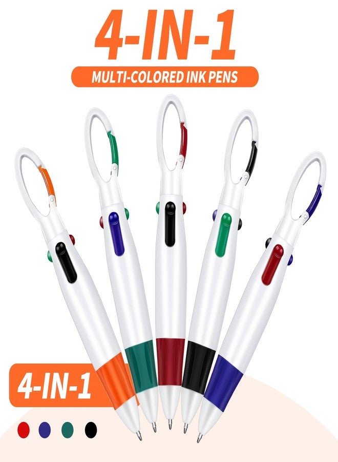 Dcocdeely 100 Pcs Retractable Shuttle Pens with Buckle Clip, 4 in 1 Multicolored Ink Ballpoint Pens Color Pens in One with Keychain Nurse Pens for Office School Supplies (100) - Image 3