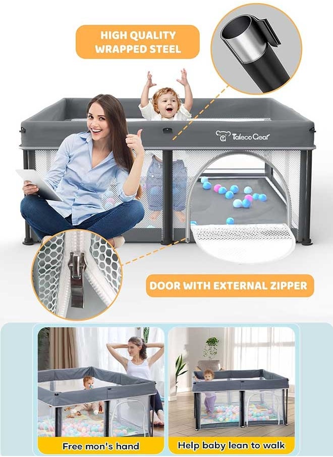 One-Minute Fold-Unfold Playpen Baby Playpen With Detachable Thicken Mat, Storage Bag, 120*120*66CM