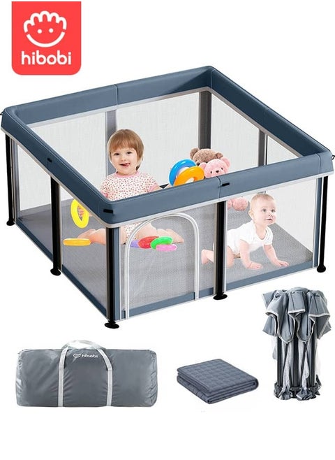 One-Minute Fold-Unfold Playpen Baby Playpen With Detachable Thicken Mat, Storage Bag, 120*120*66CM