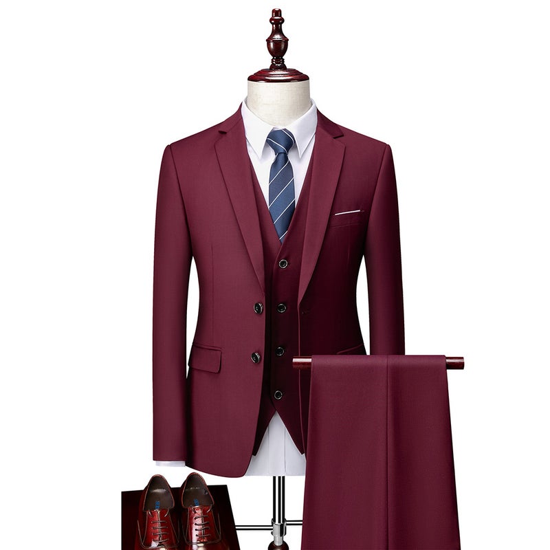 Double-Button Suit Men'S Korean-Style Slim-Fit Wedding Groom Business Casual Suit Men - Image 3