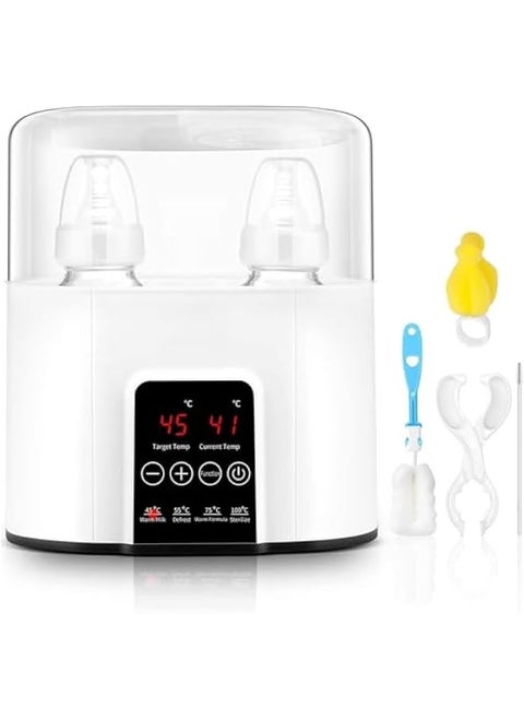 Baby Double Bottle Warmer for All Bottles, 48H Constant Temperature Baby Formula Water Heater Fast Breast Milk Defrost, with Cleaning Brush and Safe Auto-shutoff & Timer Temperature Control