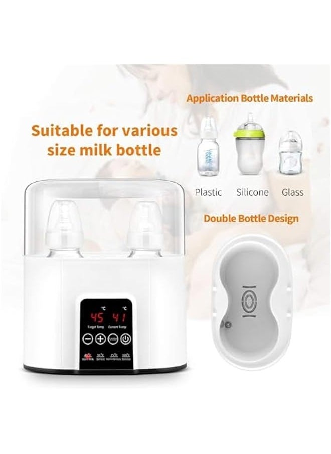 Baby Double Bottle Warmer for All Bottles, 48H Constant Temperature Baby Formula Water Heater Fast Breast Milk Defrost, with Cleaning Brush and Safe Auto-shutoff & Timer Temperature Control