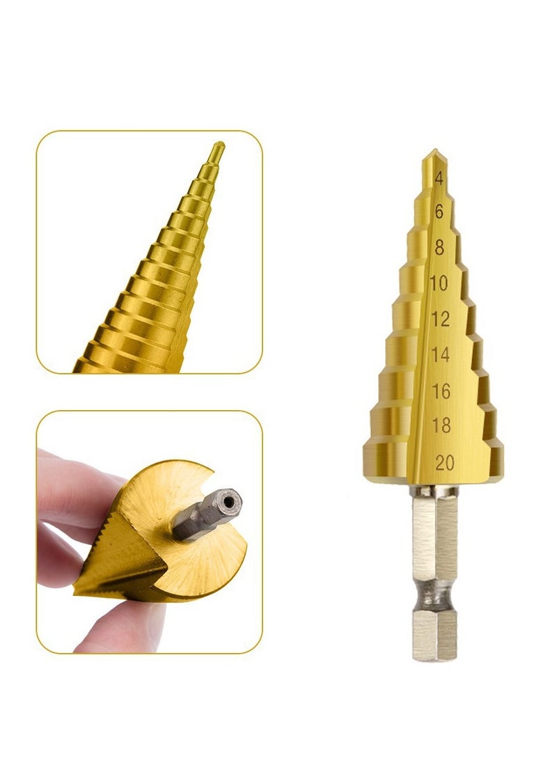 Generic 3pcs Drill Bit HSS Titanium Coated Hex Shank Step Drill bit set cone hole cutter ，Bits Taper metric  - Image 2
