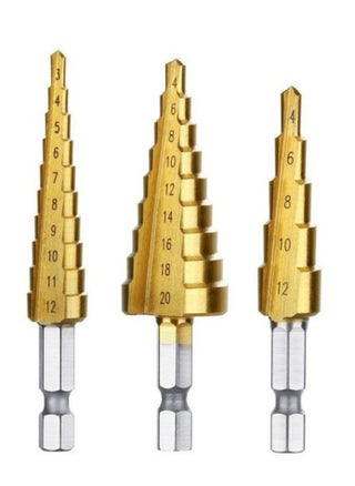 3pcs Drill Bit HSS Titanium Coated Hex Shank Step Drill bit set cone hole cutter ，Bits Taper metric - pzsku/Z103F5A3658DB0CE6406BZ/45/_/1736928300/d7440c0f-2392-4cc6-905c-6fbc679d3061